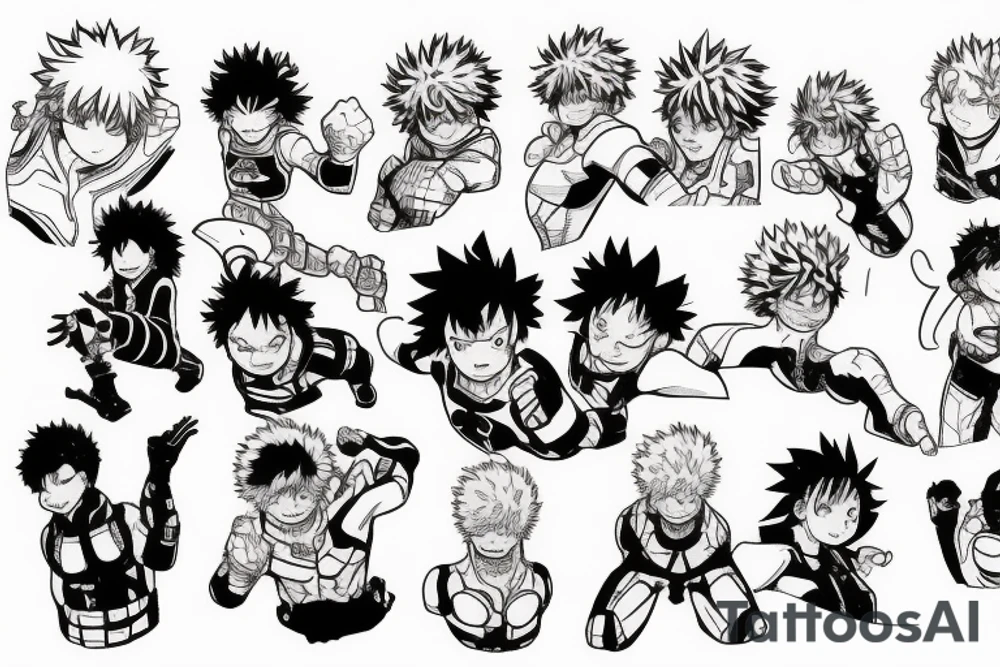 My hero academia line work tattoo idea