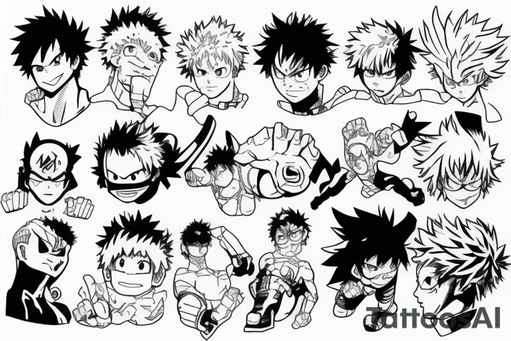 My hero academia line work tattoo idea