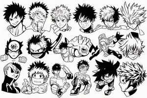 My hero academia line work tattoo idea