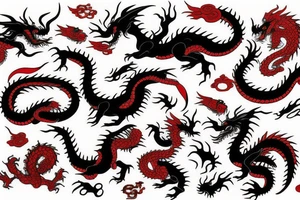 Chinese black and red dragon tattoo idea