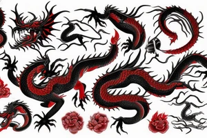 Chinese black and red dragon tattoo idea