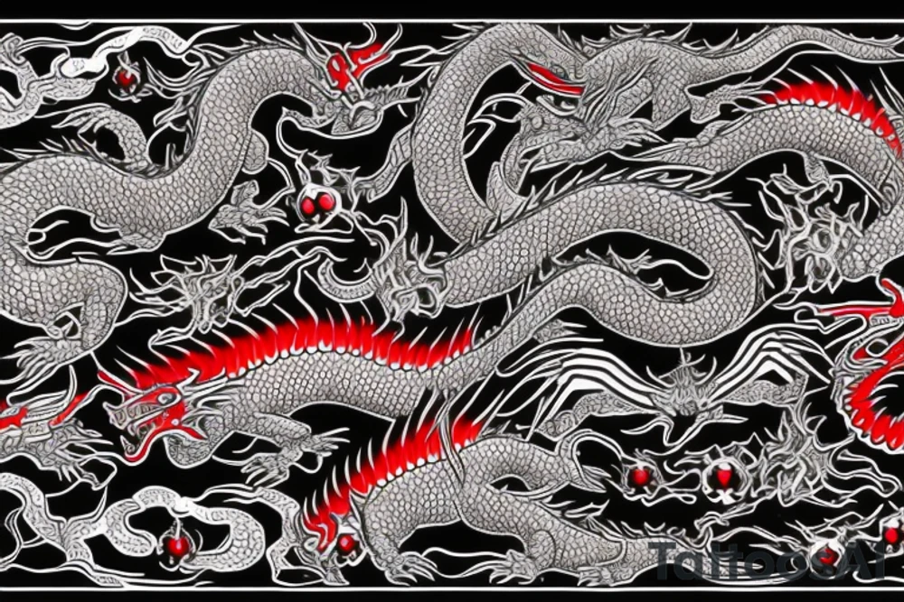 Japanese black and red dragon tattoo idea
