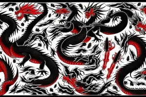 Japanese black and red dragon tattoo idea