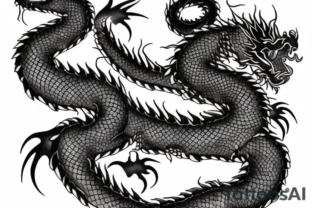 Chinese black dragon tattoo idea