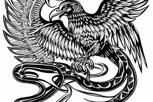 snake, eagle with wings with snake in his wings, wisdom, for full back tattoo idea