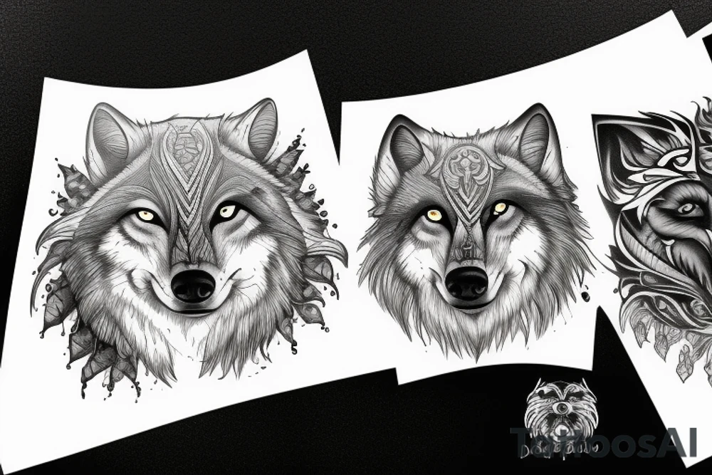 dark wolf tattoo idea