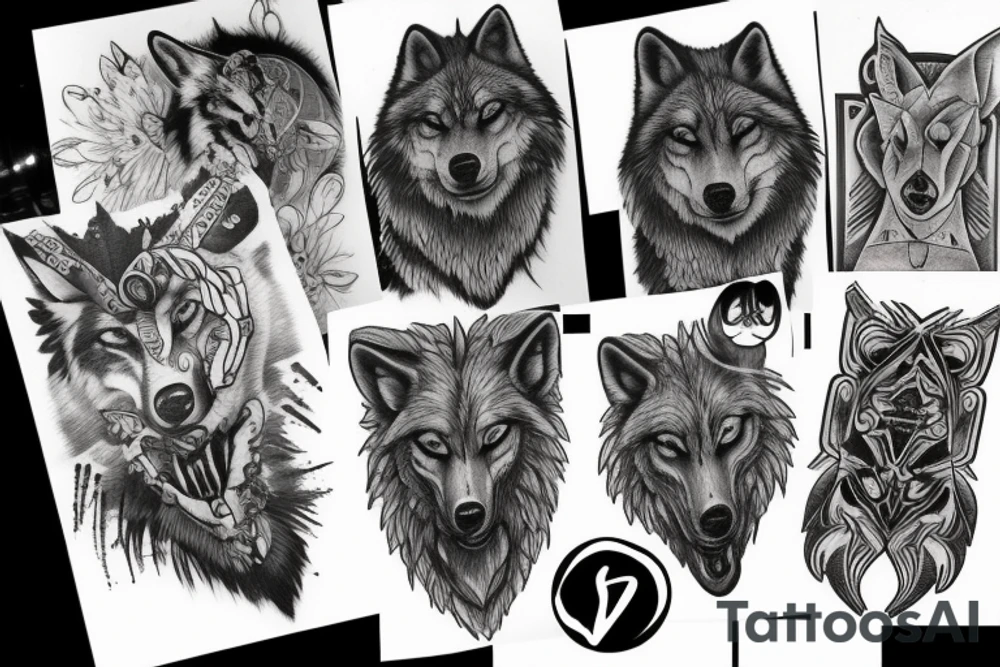 dark wolf tattoo idea