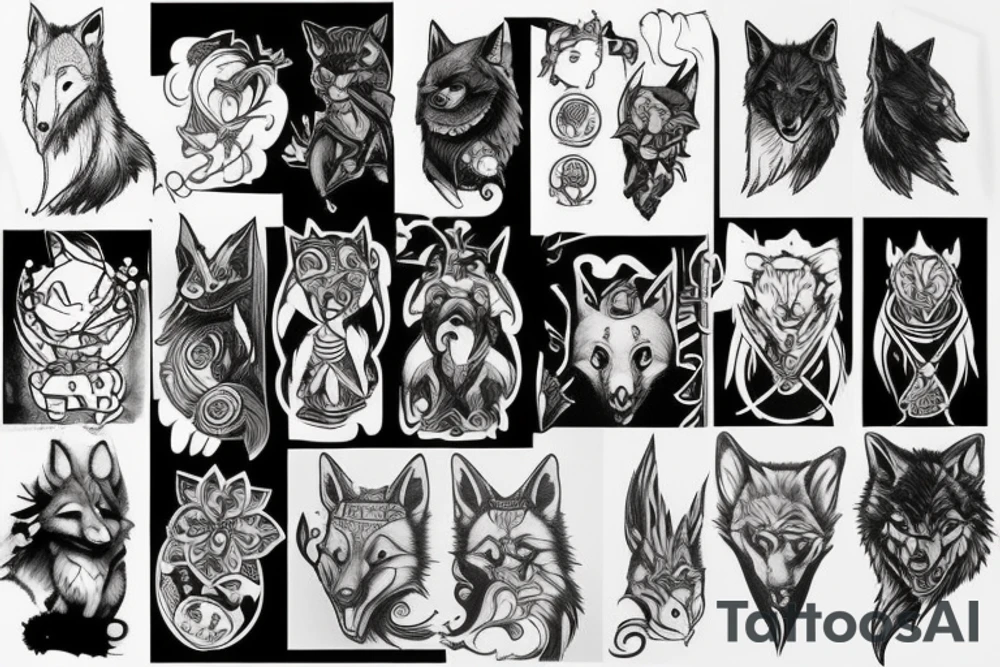 dark wolf tattoo idea