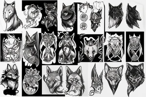 dark wolf tattoo idea