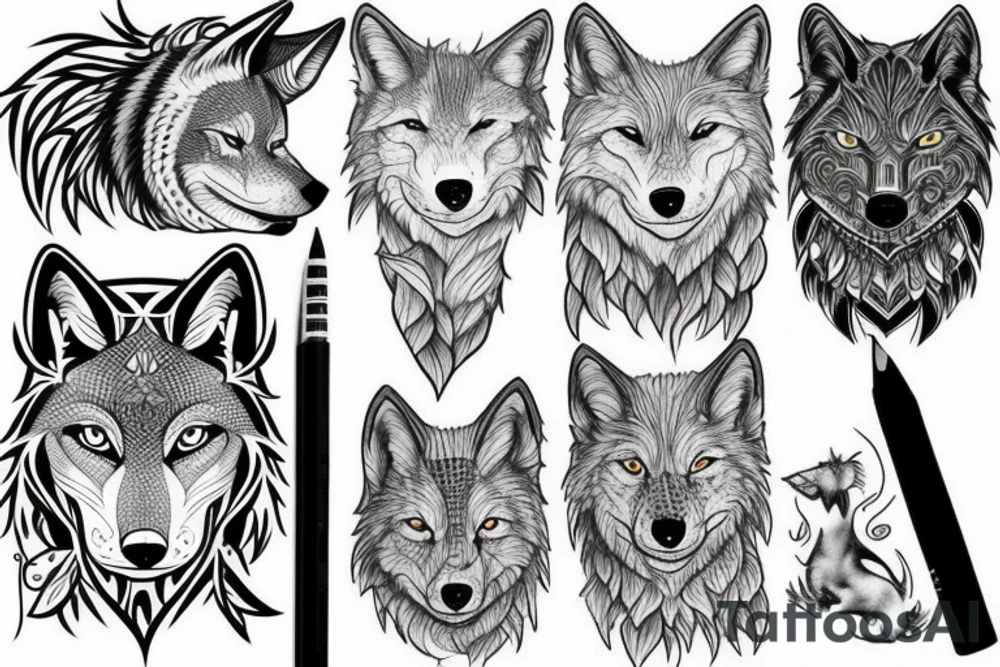 dark wolf tattoo idea