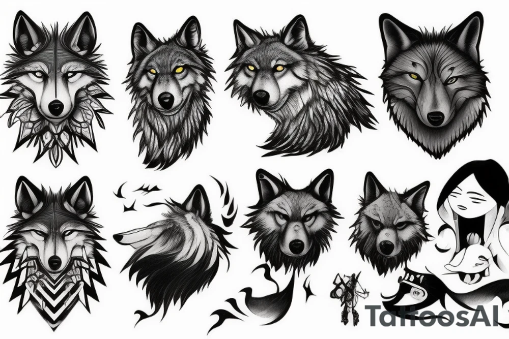 dark wolf tattoo idea