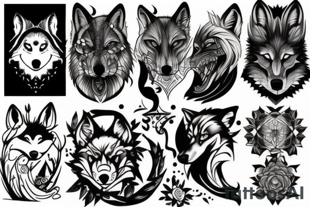 dark wolf tattoo idea