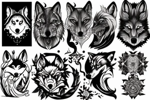 dark wolf tattoo idea