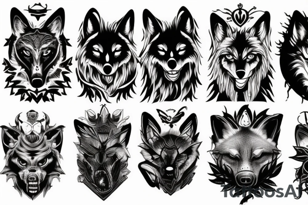 dark wolf tattoo idea