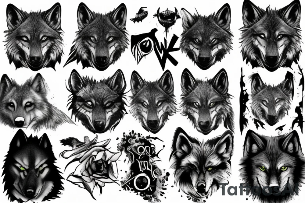 dark wolf tattoo idea