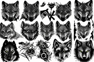 dark wolf tattoo idea