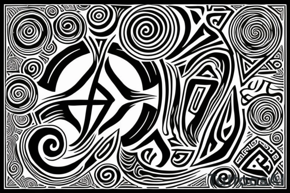 Tribal swirl rune witchcraft tattoo idea