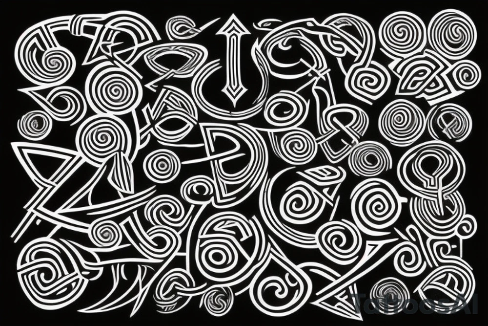 Tribal swirl rune witchcraft tattoo idea
