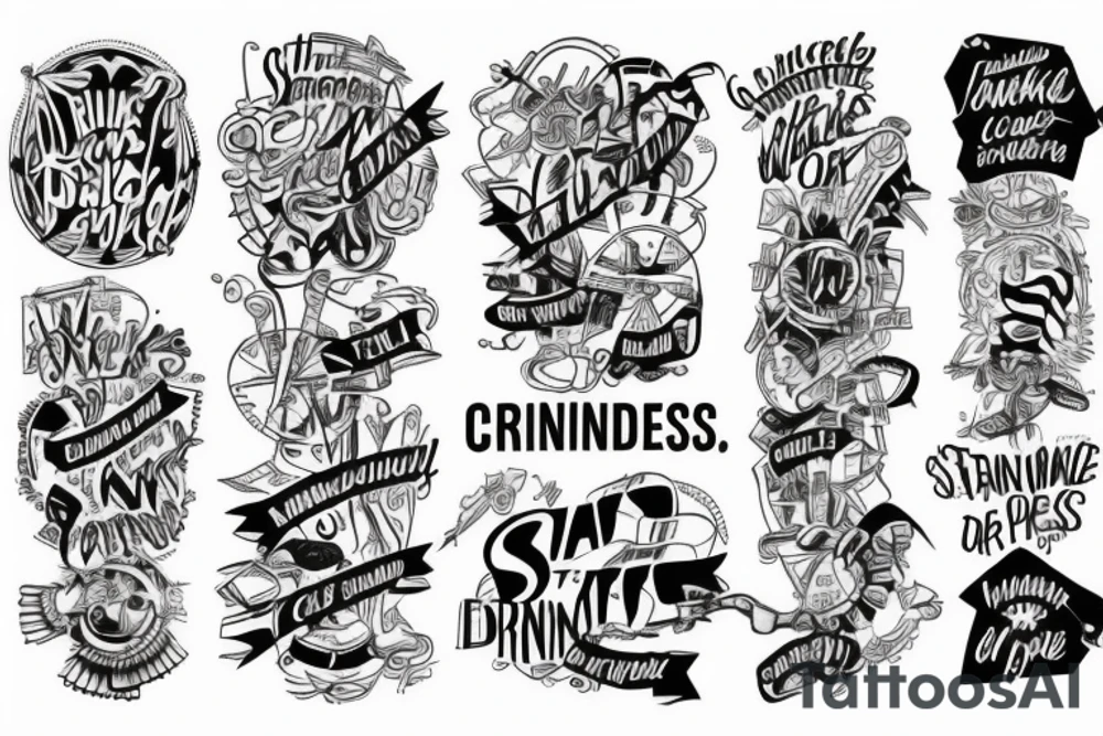 strip that surrounds the arm regarding entrepreneurship and a chain that has the words in its links: tenacity, strength, control, drive, happiness, resistance, resilience. tattoo idea