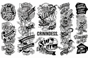 strip that surrounds the arm regarding entrepreneurship and a chain that has the words in its links: tenacity, strength, control, drive, happiness, resistance, resilience. tattoo idea