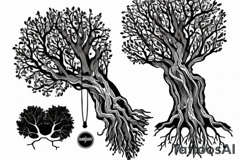 tree hangin his roots from shoulder to the wrist tattoo idea