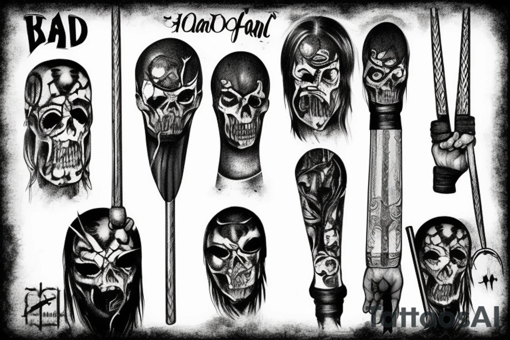 Realism dark art Oden holding hammer tattoo idea