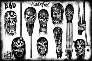 Realism dark art Oden holding hammer tattoo idea