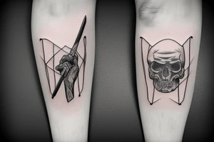 Realism dark art Oden holding hammer tattoo idea