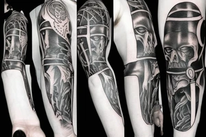 Realism dark art Oden holding hammer tattoo idea