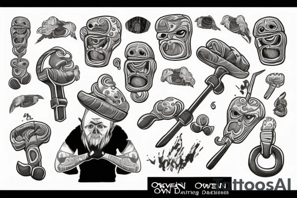 Owen holding hammer tattoo idea