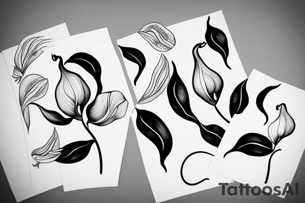 A Moon rose calla lilly tattoo idea