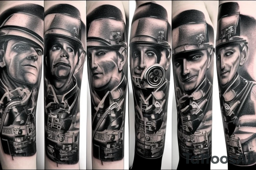 Cyberpunk fireman tattoo idea