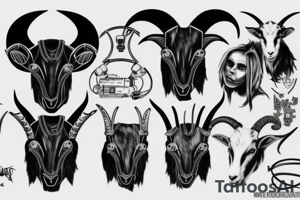 Cyberpunk goat tattoo idea