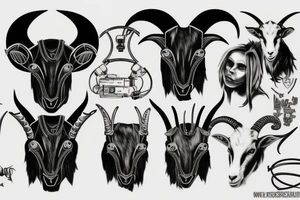 Cyberpunk goat tattoo idea