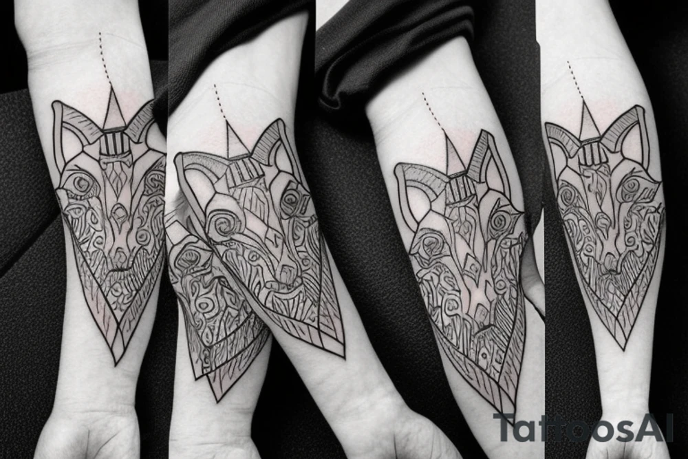 Goat with strong horns tattoo idea