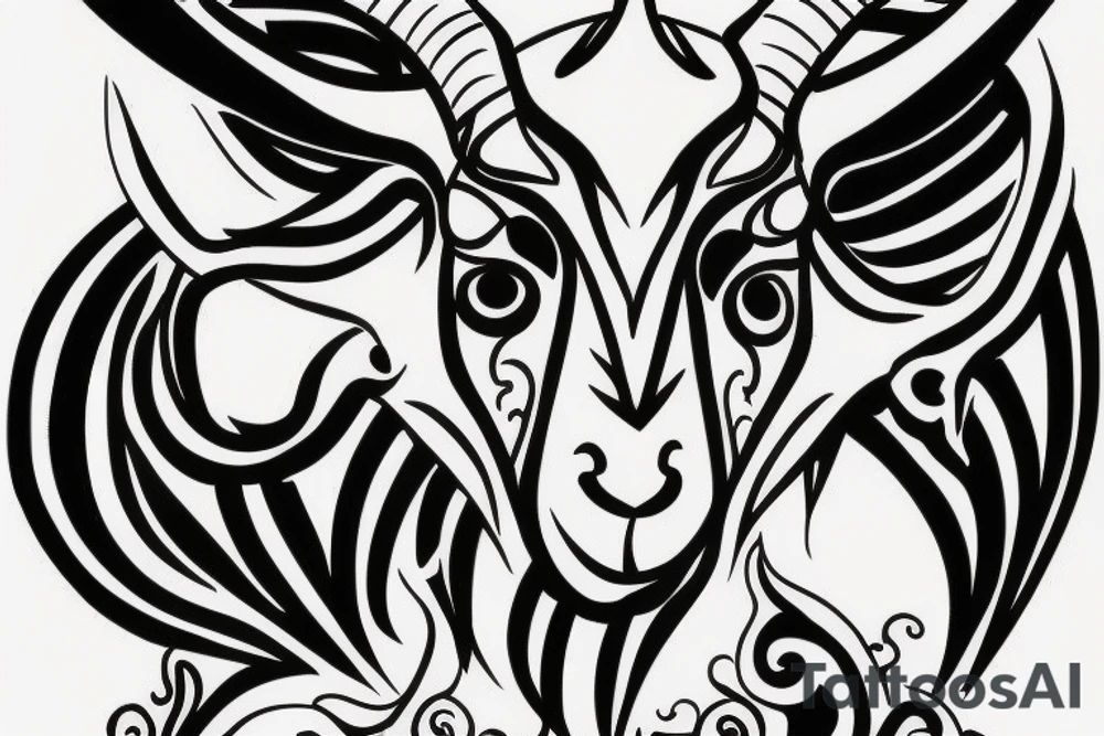 Goat with strong horns tattoo idea