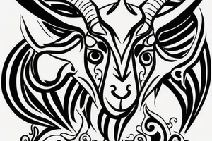 Goat with strong horns tattoo idea