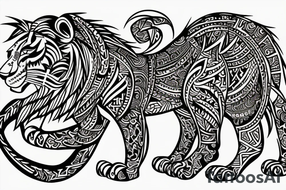 tribal lion tattoo idea