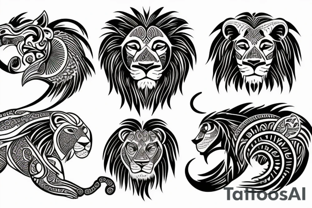 tribal lion tattoo idea