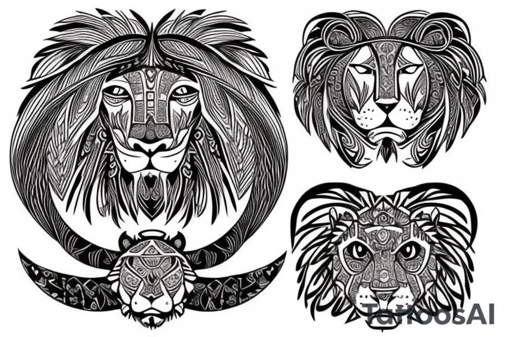 tribal lion tattoo idea