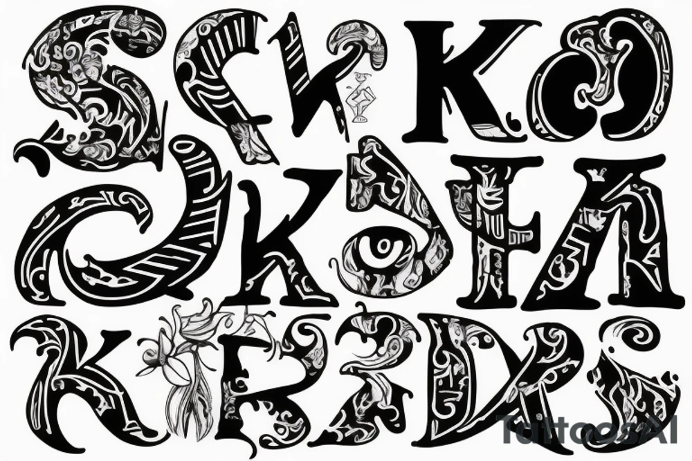 The letters A K A tattoo idea