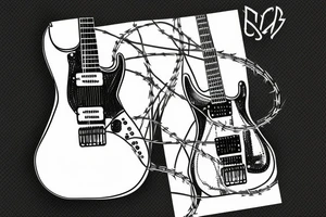 Electric guitar wrapped with barbed wire tattoo idea