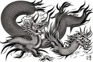 Japanese dragon and japanese phoenix tattoo idea