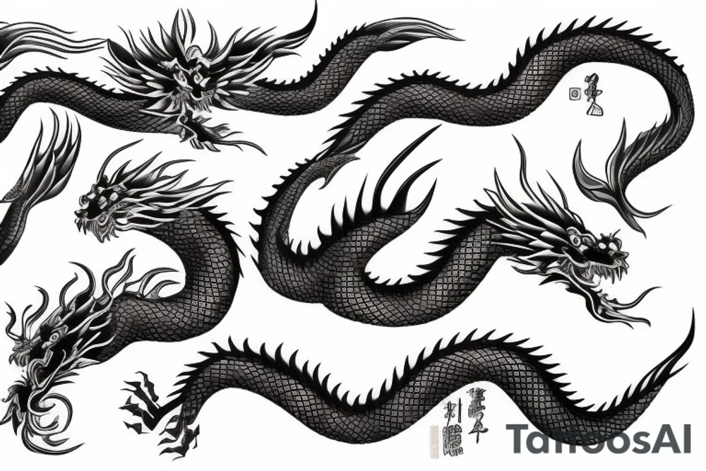 Japanese dragon and japanese phoenix tattoo idea