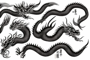 Japanese dragon and japanese phoenix tattoo idea