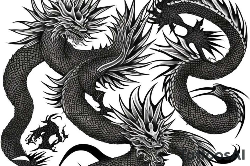 Japanese dragon and japanese phoenix tattoo idea