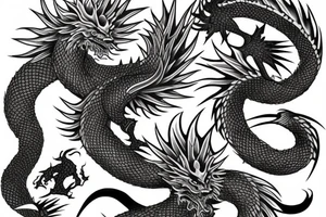 Japanese dragon and japanese phoenix tattoo idea
