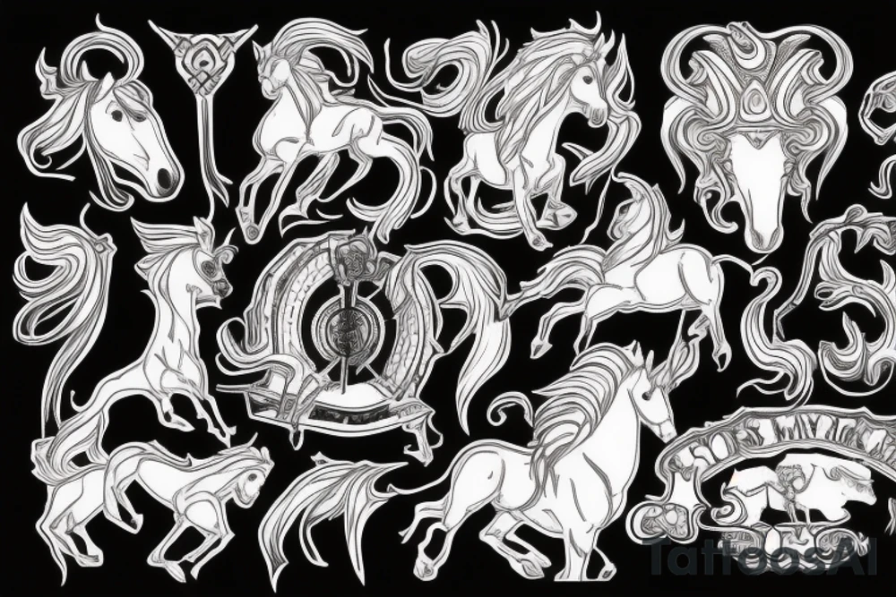 Dark carnival with a dark carousel horse tattoo idea