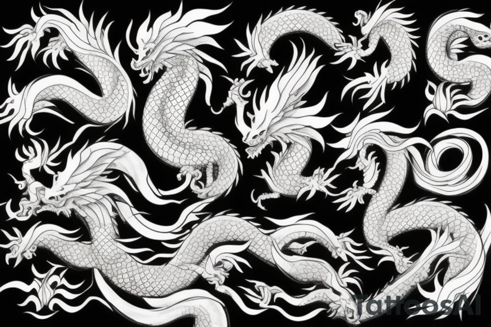Japanese dragon and phoenix tattoo idea