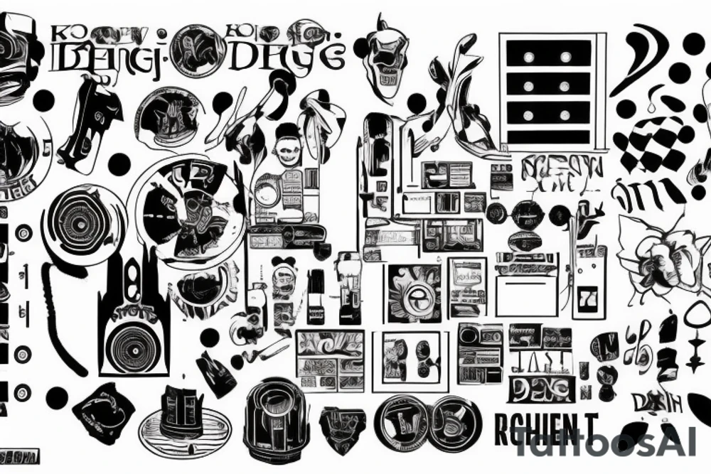 808 with red Lights, top of it -keine will das du gewinnst- bottom of it -richtung beverly hills- tattoo idea